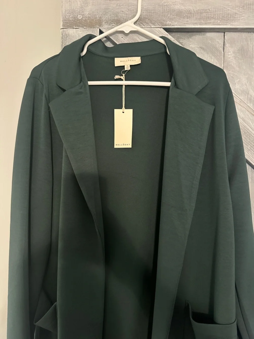 Open-Front Forest Green Women's Blazer Coat - Picture 2 of 5